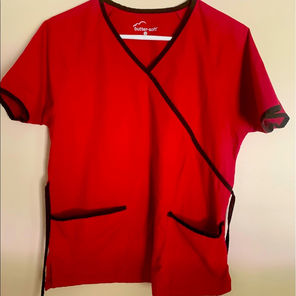 Wrap red scrub top size small